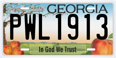GA license plate PWL1913