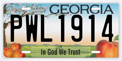 GA license plate PWL1914