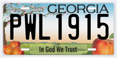 GA license plate PWL1915