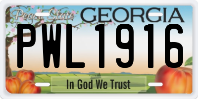 GA license plate PWL1916