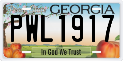 GA license plate PWL1917
