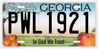 GA license plate PWL1921