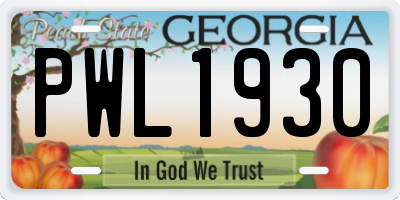 GA license plate PWL1930