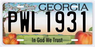 GA license plate PWL1931