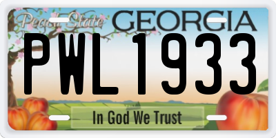 GA license plate PWL1933
