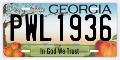 GA license plate PWL1936