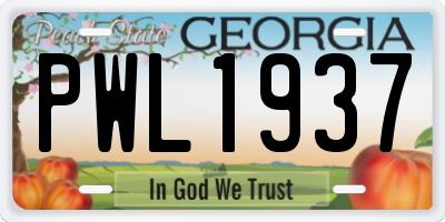 GA license plate PWL1937