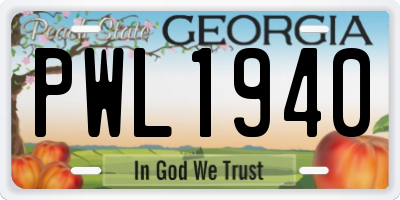 GA license plate PWL1940