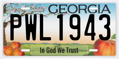 GA license plate PWL1943