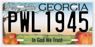 GA license plate PWL1945