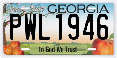 GA license plate PWL1946