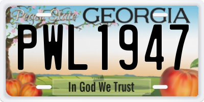 GA license plate PWL1947