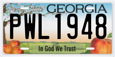 GA license plate PWL1948