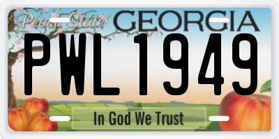 GA license plate PWL1949