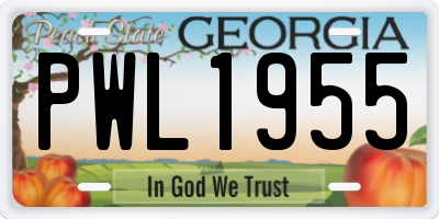 GA license plate PWL1955