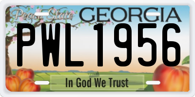 GA license plate PWL1956