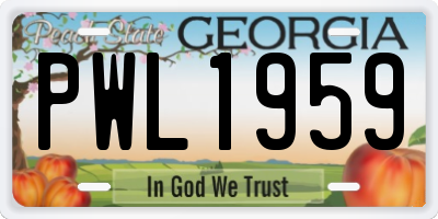 GA license plate PWL1959