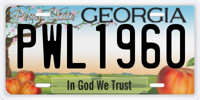 GA license plate PWL1960