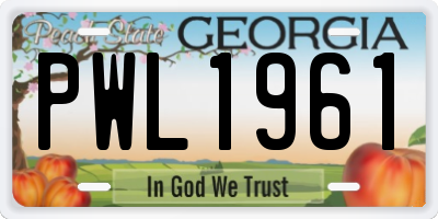 GA license plate PWL1961