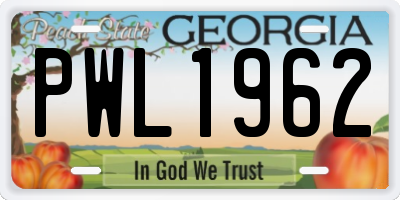 GA license plate PWL1962