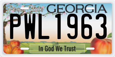 GA license plate PWL1963