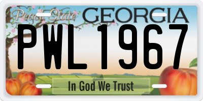 GA license plate PWL1967
