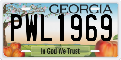 GA license plate PWL1969