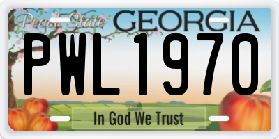 GA license plate PWL1970