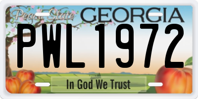 GA license plate PWL1972