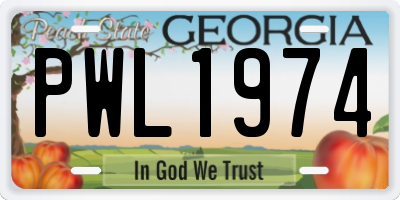GA license plate PWL1974