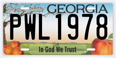 GA license plate PWL1978