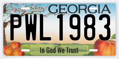 GA license plate PWL1983
