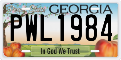 GA license plate PWL1984