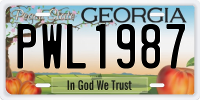 GA license plate PWL1987
