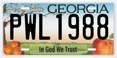 GA license plate PWL1988