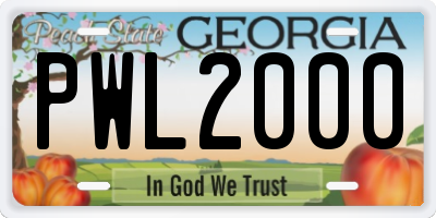 GA license plate PWL2000