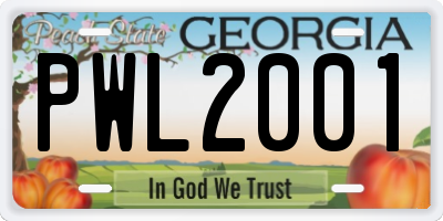 GA license plate PWL2001
