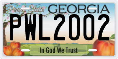 GA license plate PWL2002