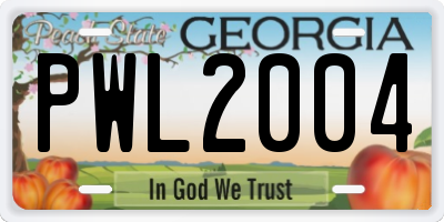 GA license plate PWL2004
