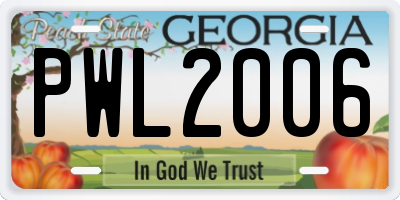 GA license plate PWL2006