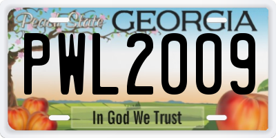 GA license plate PWL2009