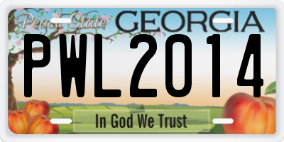 GA license plate PWL2014