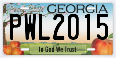 GA license plate PWL2015