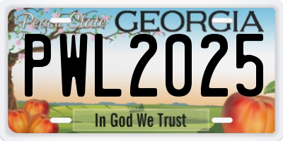 GA license plate PWL2025