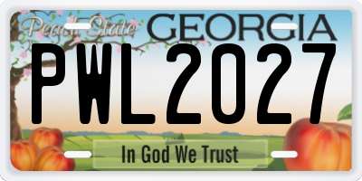 GA license plate PWL2027