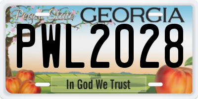 GA license plate PWL2028