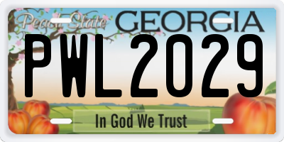 GA license plate PWL2029