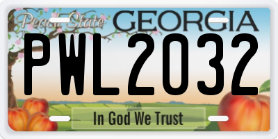 GA license plate PWL2032