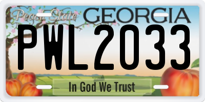 GA license plate PWL2033