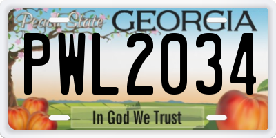 GA license plate PWL2034